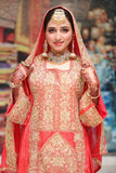 Light Red White Bridal Balochi Hand Work, Pakistani Wedding Dress